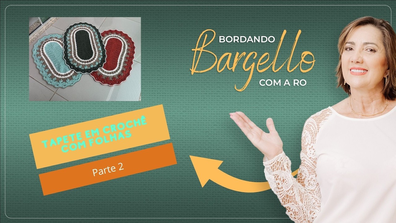 Tapete em croche com folhas verde Aula 2