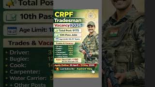 🎯 CRPF Trademan Vacancy 2026 #aspirantvijay#crpf#crpftrademan#crpfvacancy#ssccrpf#cisfvacancy