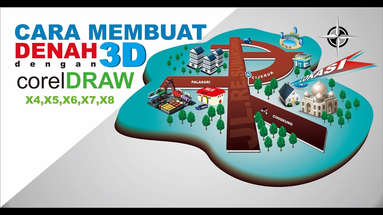 TUTORIAL CORELDRAW MEMBUAT DENAH PETA LOKASI 3D1 YouTube