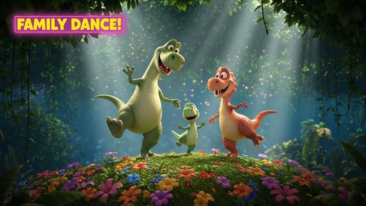 Row Row Your Dinosaur | Fun Dinosaur Kids Song | Toddler Sing Along