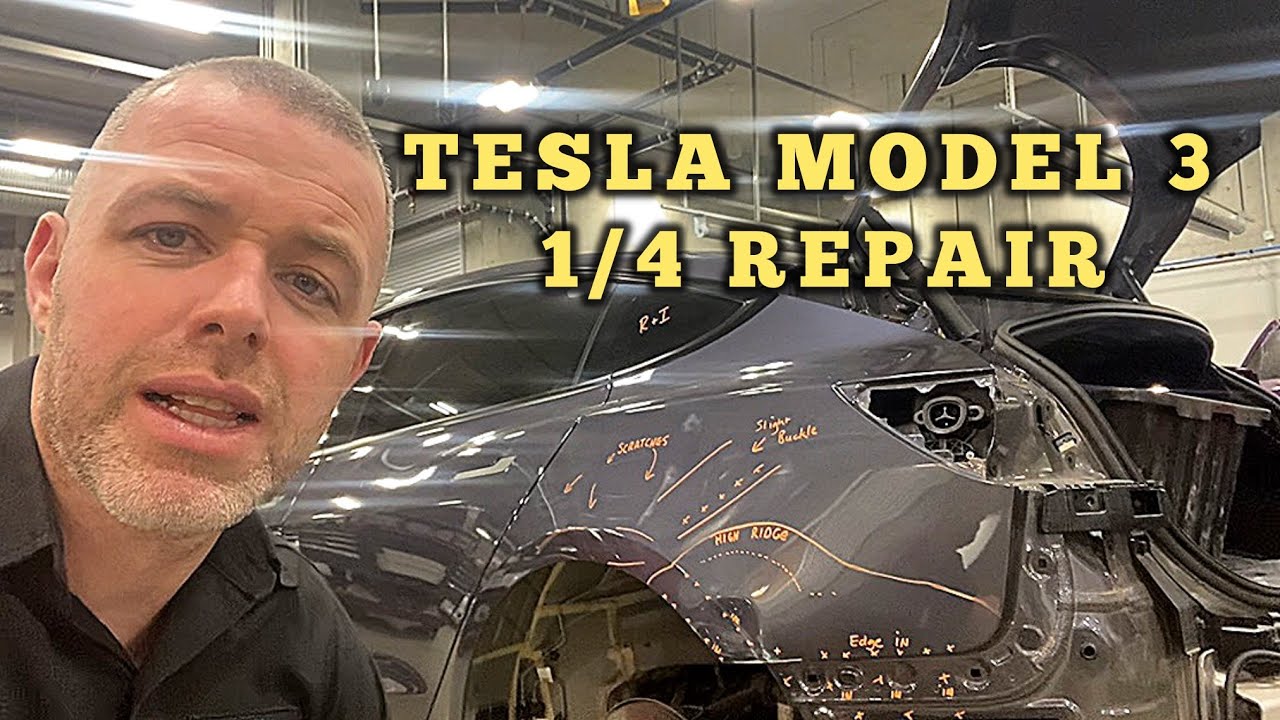 TESLA MODEL 3 - quarter panel repair - YouTube