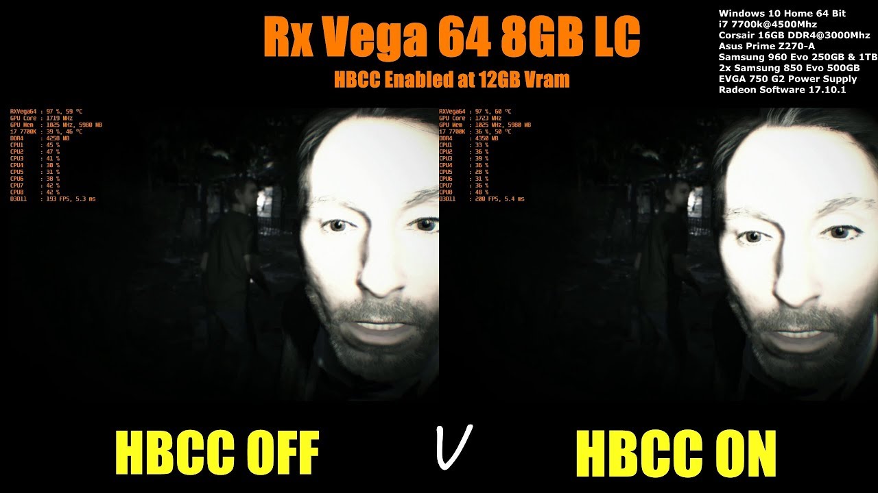 Resident Evil 7 | Rx Vega 64 LC | HBCC OFF vs ON | 1440p Very High | Benchmark Comparison | 7700k