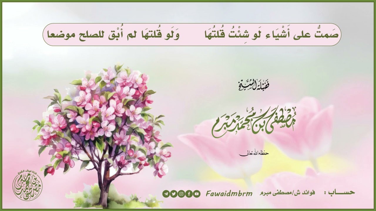 التغافل (صمتُّ على أشياء لو شئتُ قلتُها.. ولو قلتُها لم أُبق للصلح موضِعا) فائدة لشيخنا مصطفى مبرم