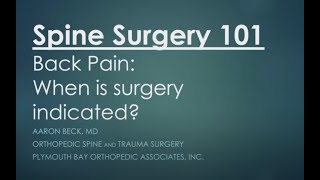 Dr Beck Spine Surgery 101