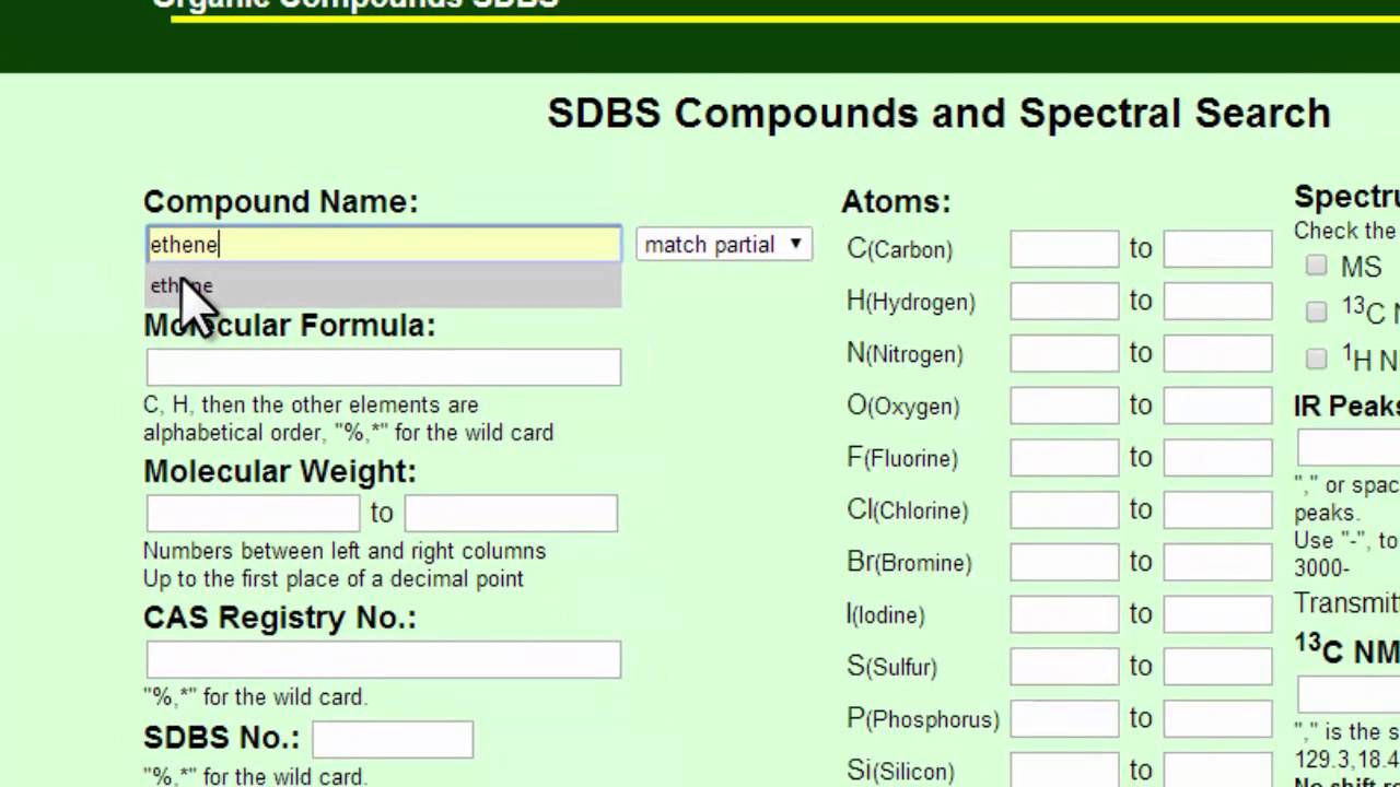 How to find chemical spectra online YouTube