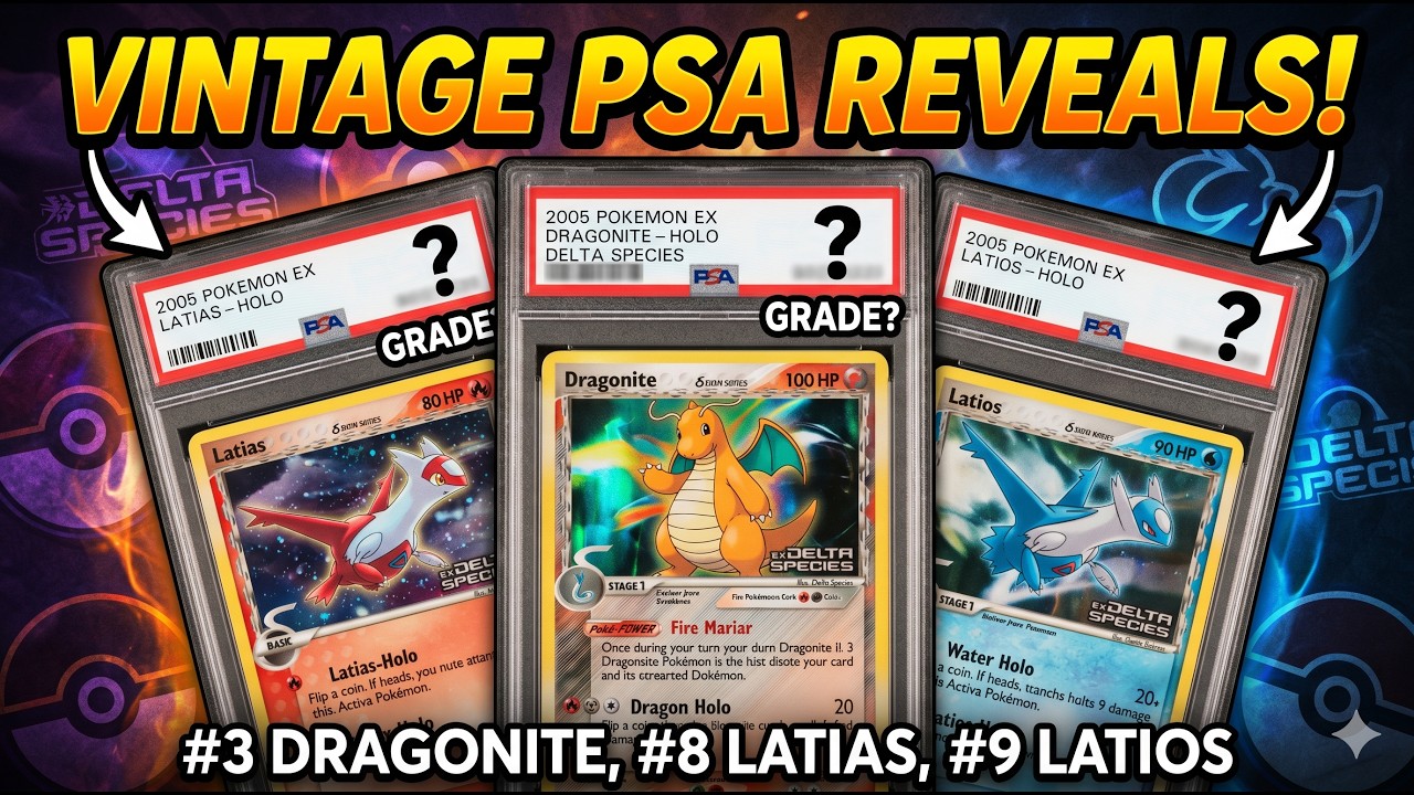 Vintage Era PSA Grade Reveals! 2005 Pokmon EX Delta Species #3 Dragonite-Holo, #8 Latias, #9 Latios Vintage Era PSA Grade Reveals! 2005 Pokmon EX Delta Species #3 Dragonite-Holo, #8 Latias, #9 Latios