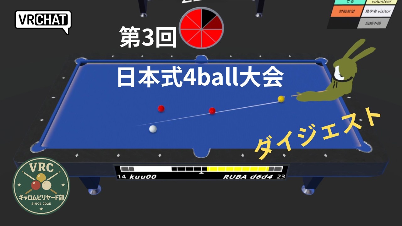 VRChat 第3回日本式4ballトーナメント(四つ球) ダイジェスト - YouTube