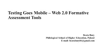 Testing Goes Mobile – Web 2.0 Formative Assessment Tools