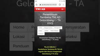 Pendaftaran Online Calon Tamtama PK TNI AD 2023 || TELAH DIBUKA