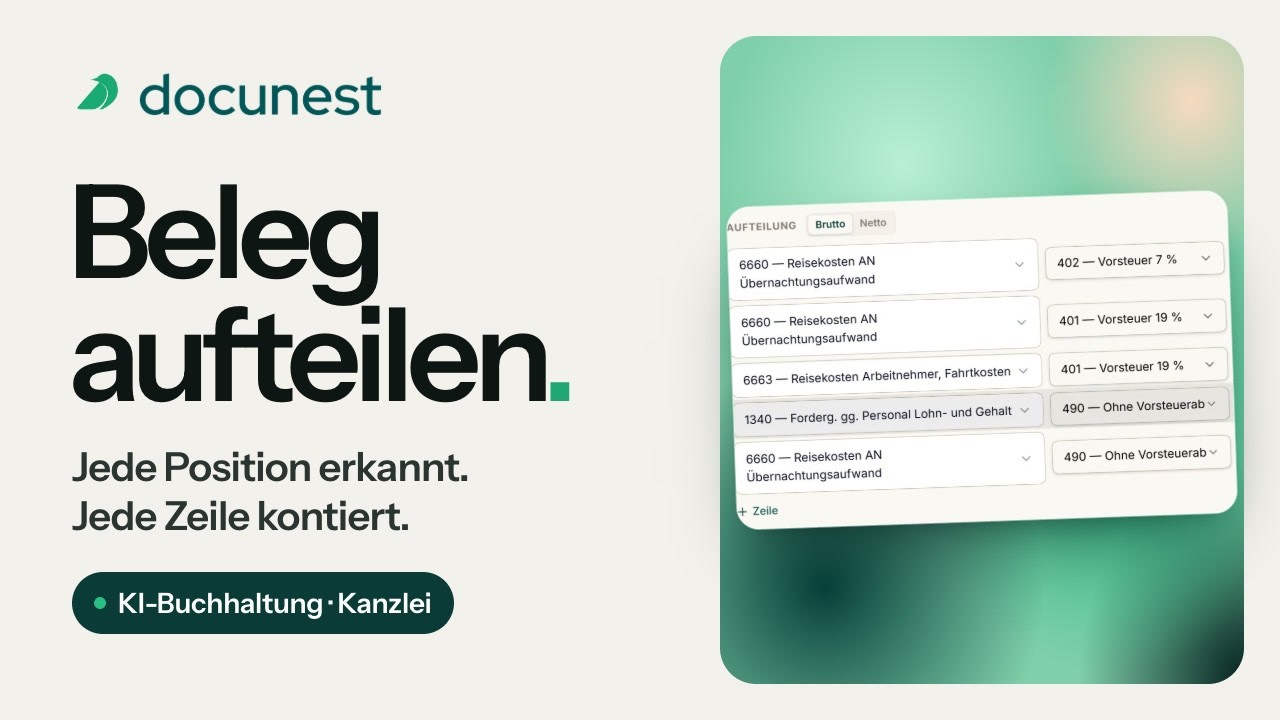 Beleg aufteilen, Vorschaubild des Videos