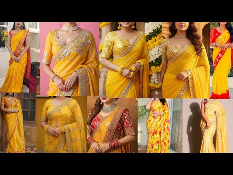 2026💛 Yellow Saree Design For Haldi/Yellow Colour Saree Design/Party Wear Saree Design 
