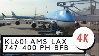 [4K] FULL FLIGHT Boeing 747-400 KLM AMS-LAX KL601