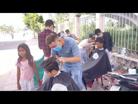 Awesome! Free Haircut Under Overpass. These are GIFTS for the Homeless People in Ho Chi Minh City