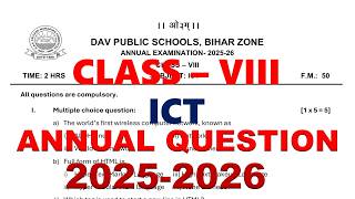 DAV CLASS 8 COMPUTER PREVIOUS YEAR QUESTION PAPER | ANNUAL QUESTION | FINAL QUESTION  | 2025-26 #dav