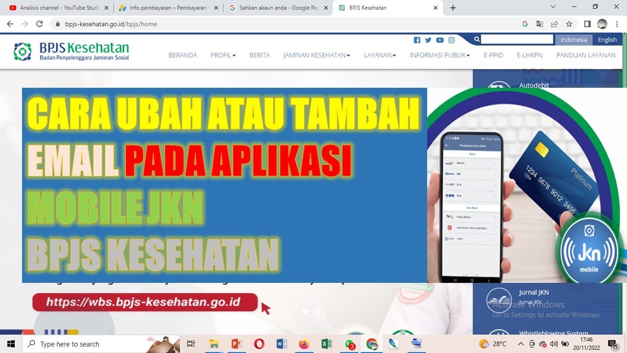Cara ubah dan tambah email aplikasi jkn mobile youtube