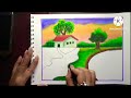 Village Landscape Scenery Drawing|| Oilpastel Drawing For Beginners🖍️
