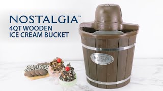 Icmw4Nhdb Nostalgia 4Qt Wooden Ice Cream Bucket