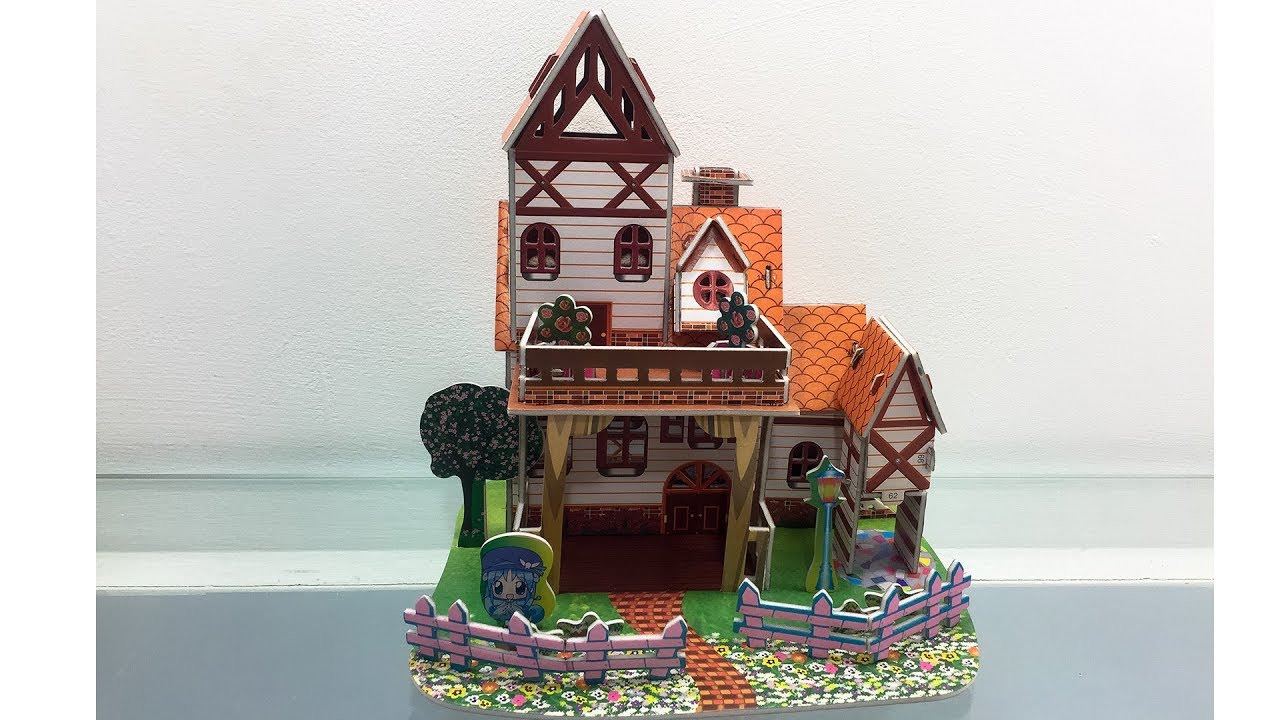3D Super Puzzle DIY, How to assembly the Paper Villa XY-560