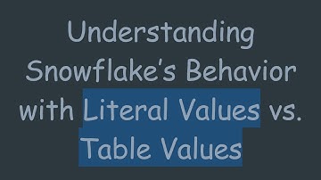 Understanding Snowflake’s Behavior with Literal Values vs. Table Values