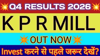 KPR Mill Q4 Results 2026 🔴 KPR Mill Results Today 🔴 KPR Mill Share Latest News 🔴 KPR Mill Share
