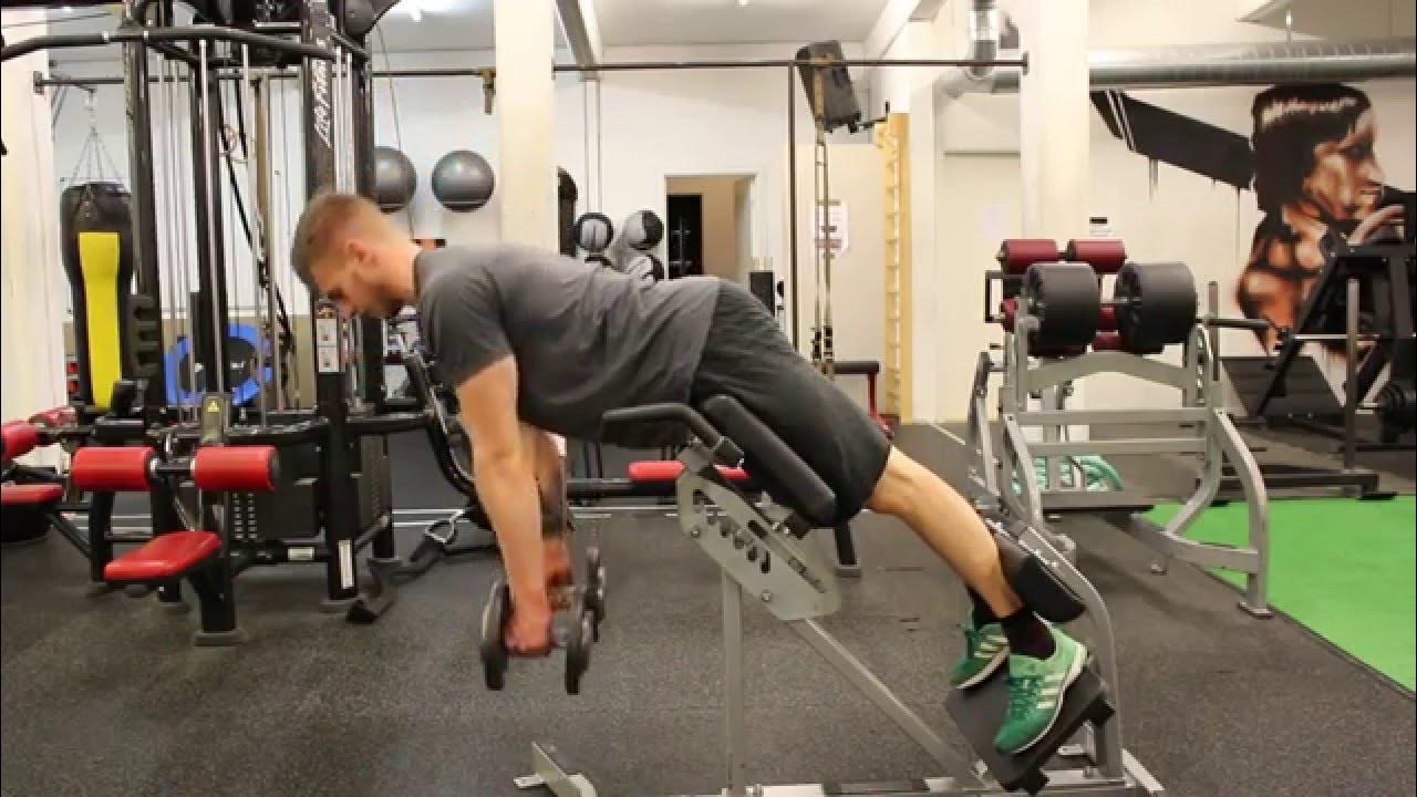 Dumbbell 45 degrees back extension - Thomas Moberg Fitness 