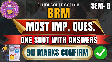 BRM Business Research Methodology Sem 6: Most Important Questions | DUSOL 2025