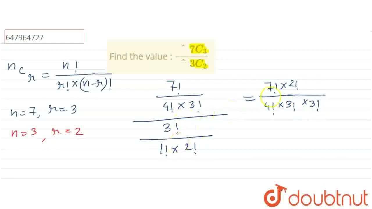 Find the value : (^7C_3)/(^3C_2) | CLASS 12 | PERMUTATIONS AND ...