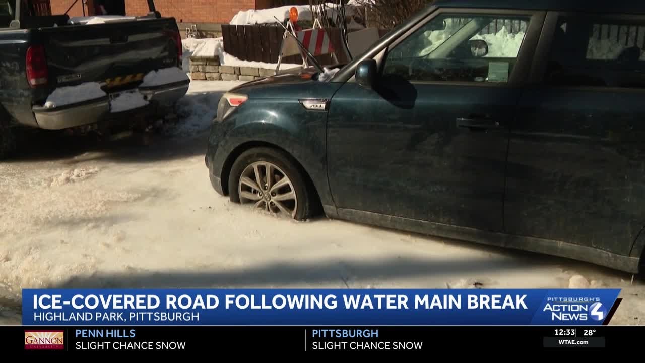 Pittsburgh road covered in ice after water main break
