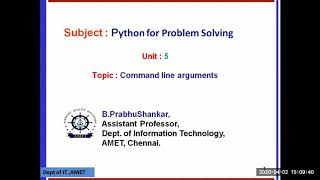 Python Command Line Argument - By Prabhu Shankar
