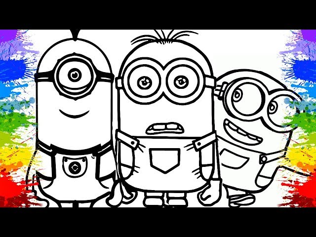 Despicable Me 3 Minions Dave Colorir desenhos animados para crianças Learn  Paint colors for children 