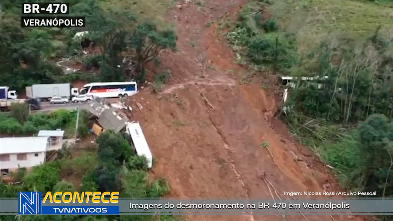 Desmoronamento na BR-470, em Veranópolis, acompanha no vídeo imagens do local
