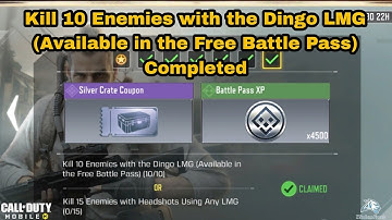 Kill 10 Enemies with the Dingo LMG (Available in the Free Battle Pass) Cod Mobile 2023