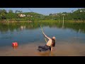 Amazing fishing fishing village girl hunting giant black carp with hook