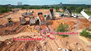 Ep96.Successful Connected 100% With Old Lake Land Filling by Good Massive Operation Heavy Equipment