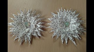 Нарядные заколки для волос из узкой ленты МК Канзаши /Hair pins narrow ribbon Kanzashi MK