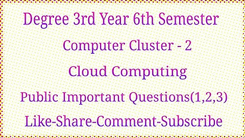 Degree 3rd Year 6th Semester Computer Science Cluster Paper-2 Cloud Computing Important 1-2-3