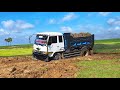 Dump Truck Stuck in Deep Mud &amp; Recovery By Cat Excavator #Ep2293