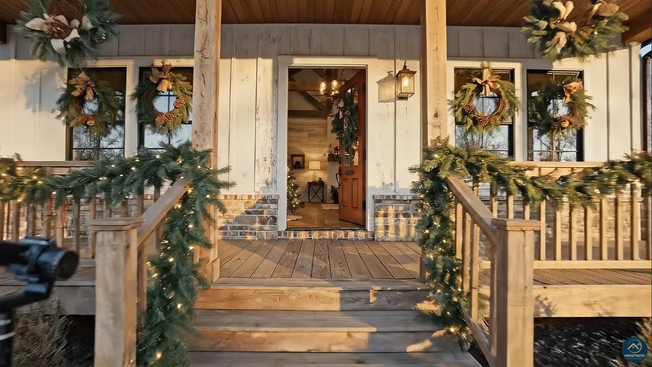 Уютный рождественский тур по фермерскому дому — каждая комната наполнена теплым праздничным очаро...