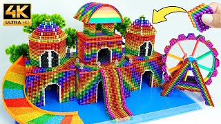 DIY - Build A Viking Roof House with A Beautiful Three Colored Slide and Windmill From Magnet Balls