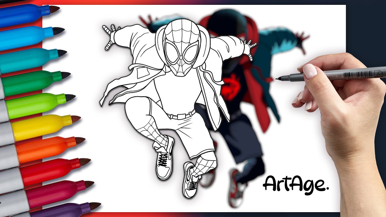 How to draw a Miles Morales SPIDER-MAN || Spider-man easy drawing ...