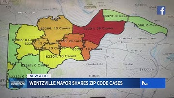 Breakdown of COVID-19 cases by zip code in St. Charles County shared by Wentzville mayor