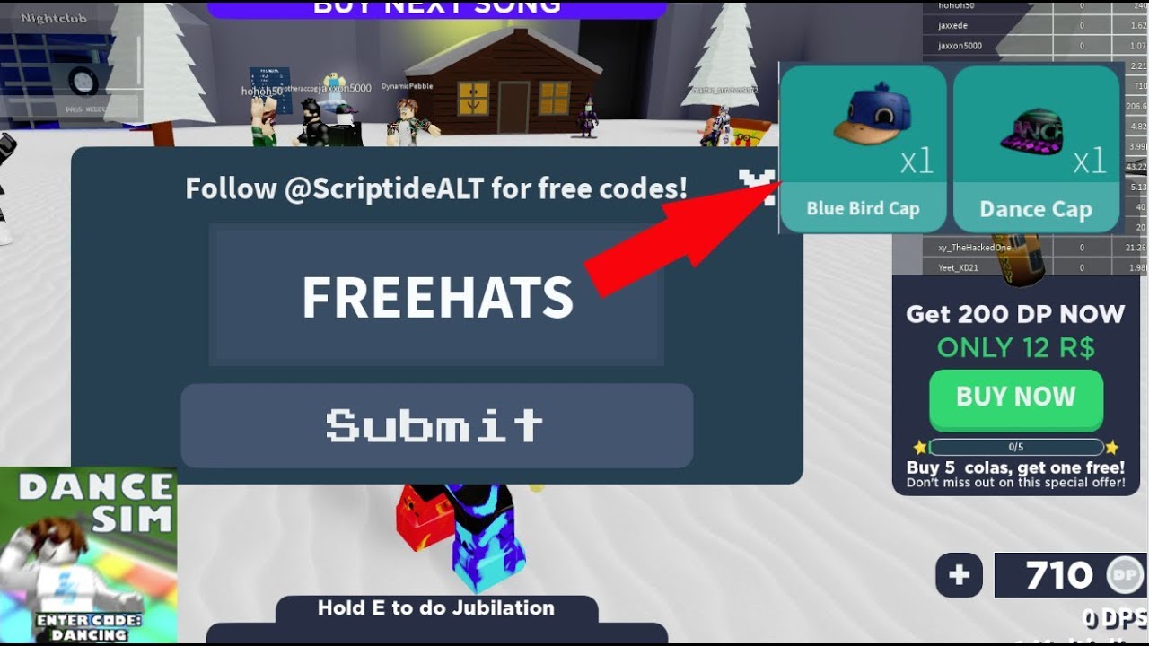 EVERY CODE IN DANCE SIMULATOR Free Hats Roblox YouTube