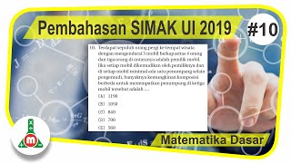 Pembahasan SIMAK UI 2019 Matematika Dasar Nomor 10 (Kaidah Pencacahan)