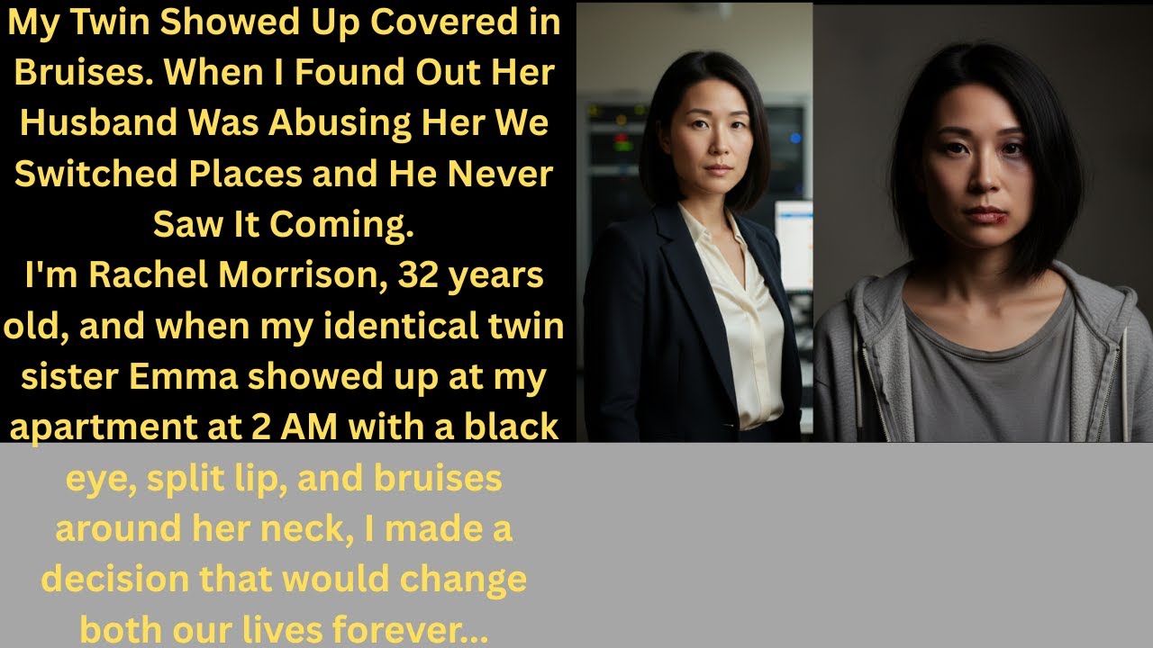 My Twin Showed Up Covered in Bruises. I Found Out Her Husband Was Abusing Her So We Switched Place..