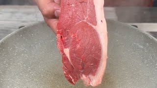 I put the steak in boiling water! I learned this at a 5 star steakhouse!