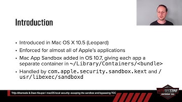 #HITB2021AMS D1T1 - MacOS Security: Escaping The Sandbox & Bypassing TCC - T. Alkemade and D. Keuper
