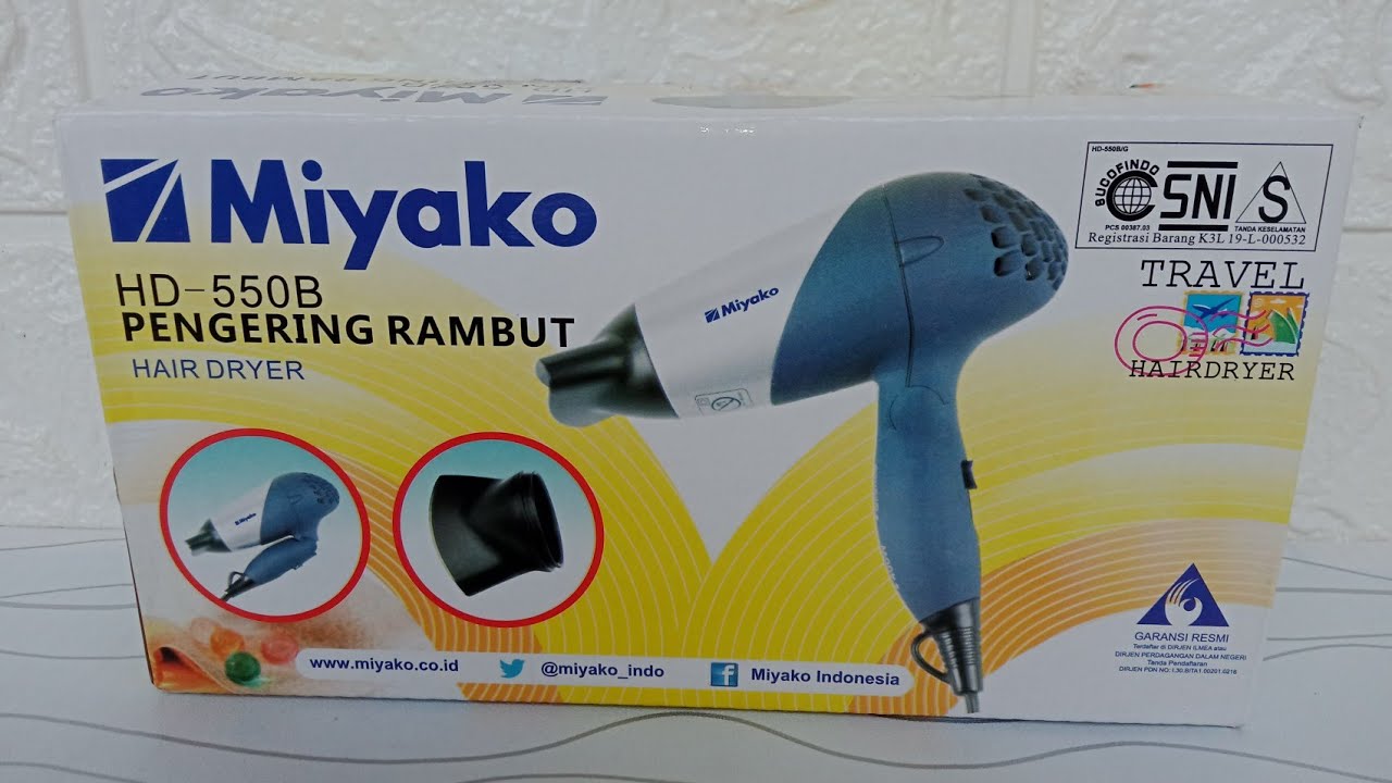 BELI HAIR DRYER MIYAKO HD-550B (TRAVEL HAIRDRYER) DI SHOPEE - YouTube