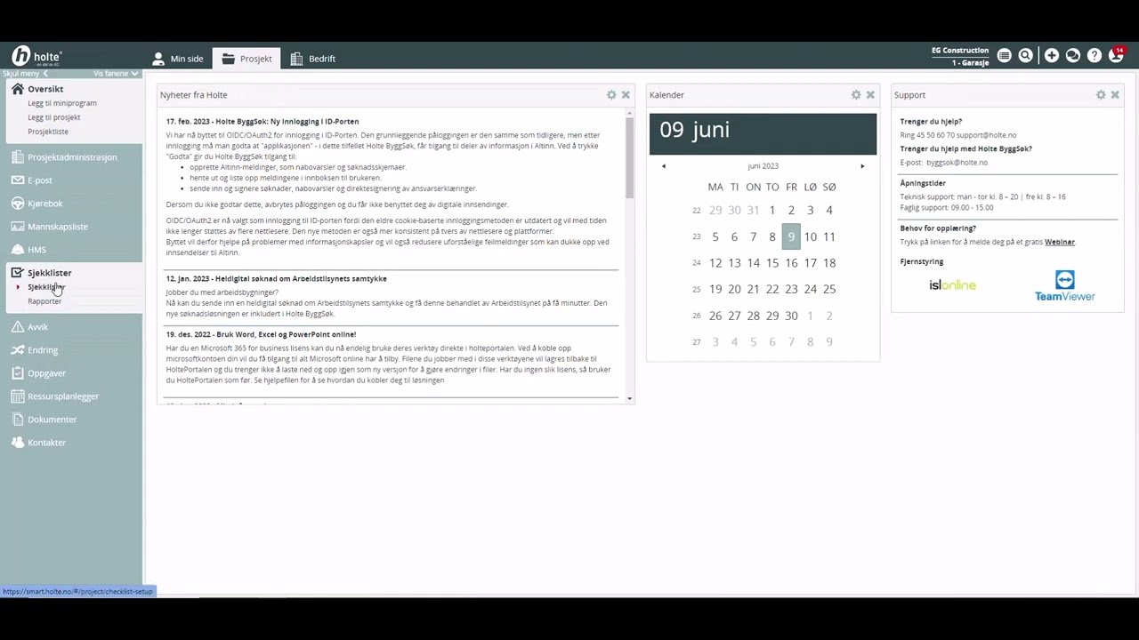 Sjekklister i HoltePortalen
