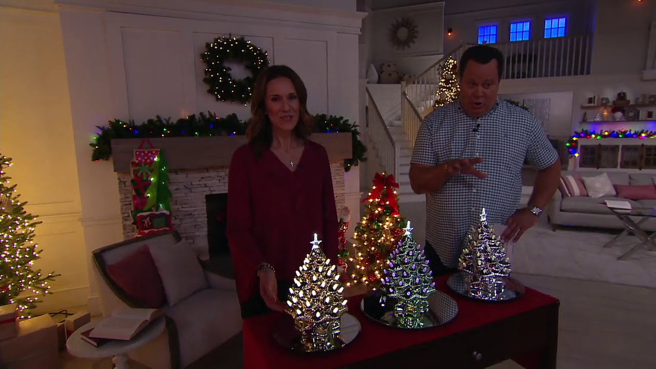 Mr. Christmas 12" PlugIn Color Morph Nostalgic Ceramic Tree on QVC