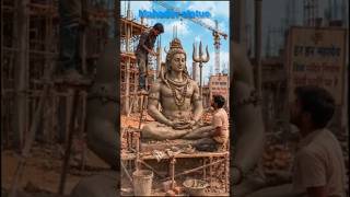 Shiv Ji Murti Making at Construction Site | Har Har Mahadev 🙏 | Statue Painting Process #Shorts